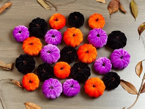 SITUMEIZI 12 Pcs Small Velvet Pumpkins Fabric Foam Pumpkin for Fall Decor Wedding Thanksgiving Halloween Table Centerpiece Farmhouse Decoration(Halloween Assorted Colors) - Image 4