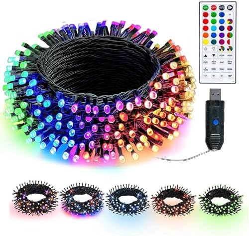 Dazzle Bright Color Changing Christmas Lights, 33ft 100 LED RGB String Lights with Remote & Timer, USB Powered Fairy Lights for Indoor Outdoor Xmas Tree Party Wedding Halloween Decorations by DazzleBright