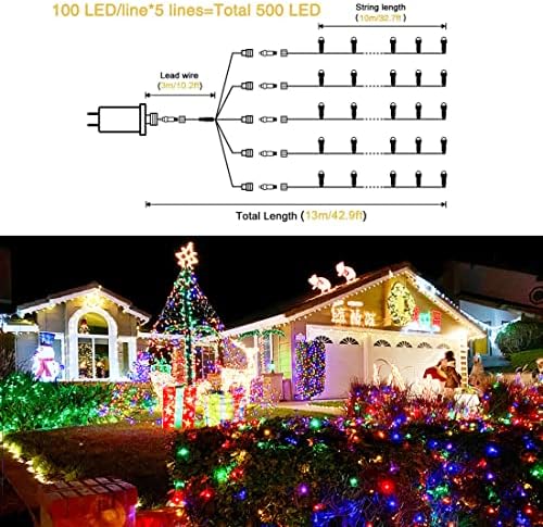JMEXSUSS 500 LED Multicolor Christmas Tree Lights Plug in - Image 5