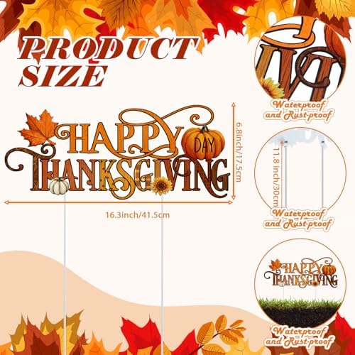 Metal Fall Thanksgiving Yard Sign Outdoor Decorations, 18.6 Inch Lawn Decor - Image 3