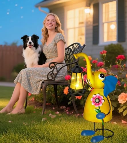 Solar Garden Lights 14.17in Metal Elephant Statue with Solar Lantern Lights - Image 4
