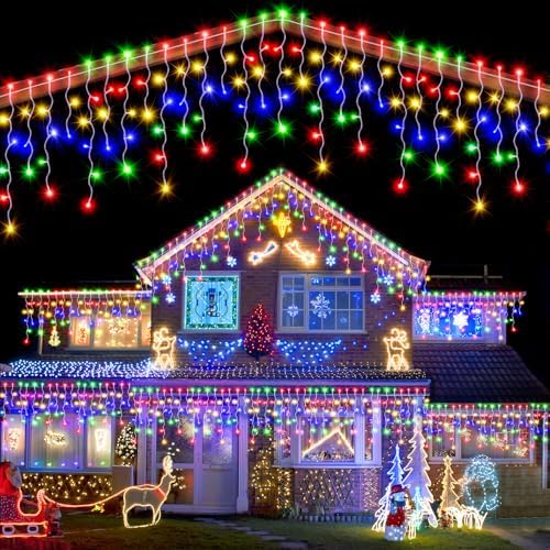 2 Pack 53FT 486 LED Christmas Lights Outdoor, Plug in Waterproof Christmas Lights for Outside, Timer & Memory, 8 Modes Hanging Fairy Light for House Eaves Yard Patio Decorations,Multicolor by JIXXULVU