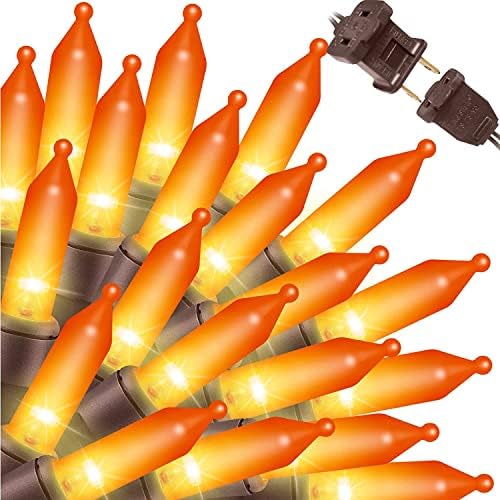 LAMPHOME Orange Thanksgiving Mini Lights, 2Pack 63.8Ft 150Count Autumn Fall String Lights,Connectable 120V Plug in for Outdoor Indoor Garden Party Halloween Christmas Xmas Tree Lights Yellow Decor by ULL