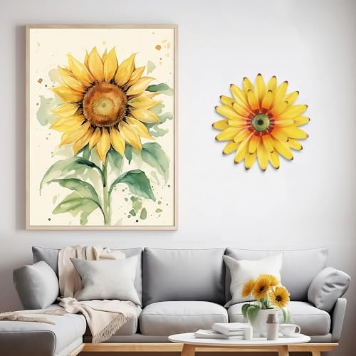 hogardeck Sunflower Decor 11" Metal Flower Wall Decor for Indoor Outdoor, Sunflower Kitchen Decor Floral Metal Wall Art, Sunflower Wall Decor for Bathroom, Living Room, Porch, Garden, Yard, Backyard - Image 3