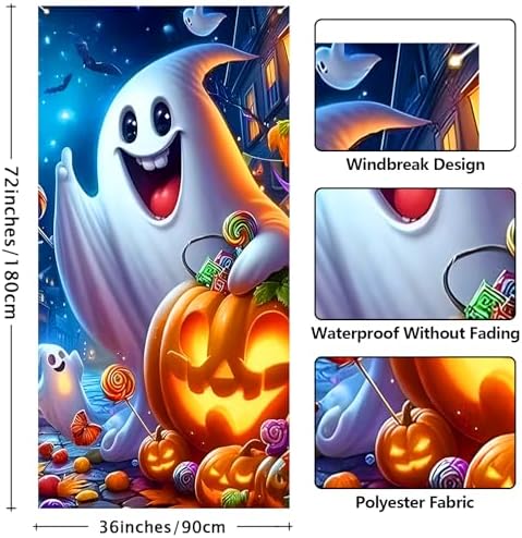 Halloween Door Cover Pumpkins Ghost Decorations for Home Decor - Image 2