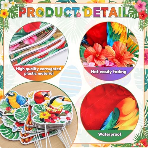 SiliFine 6 Pcs Tropical Parrot Birds Outdoor Decor 2026 Vbs Decorations Jungle Party Rainforest Themed Decorations Outside Yard Sign Garden Stakes for Summer Hawaiian Luau Classroom Birthday Party - Image 3