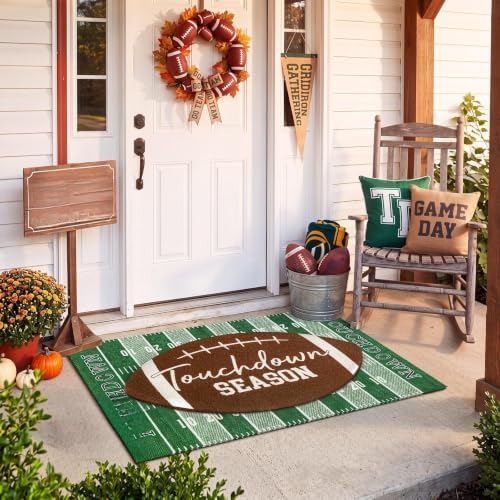 Drydiet Football Door Mat Non Slip Outdoor Touchdown Season Green Brown - Image 5
