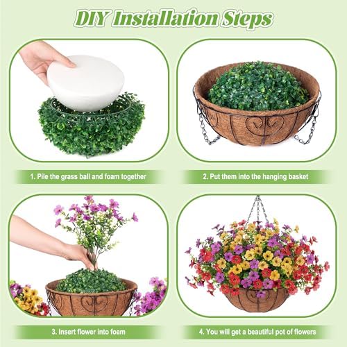 Ammyoo Artificial Mums Fake Flowers Basket for Outdoor Decor - Image 6