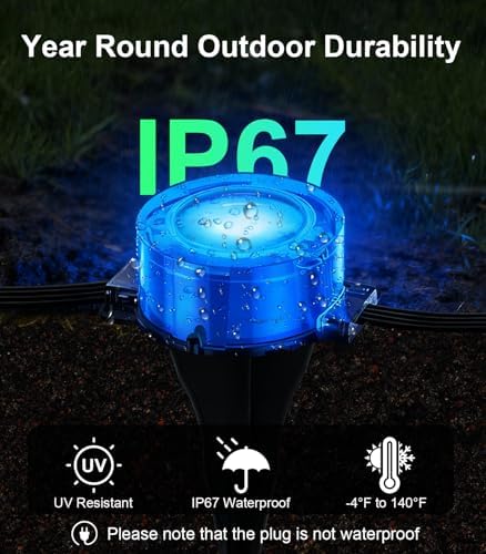 100Ft RGB Ground Lights Outdoor LED Pathway Lights, Multi Color Changing Christmas Decor Waterproof Walkway Lighting for Outside Garden Back Yard Lawn Driveway Patio Landscape Lighting, Smart Control - Image 5