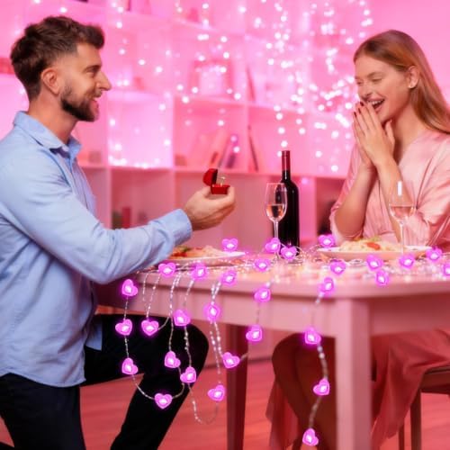 Pink Heart Fairy Lights Battery Operated 10FT 30LED Valentines String Light - Image 5