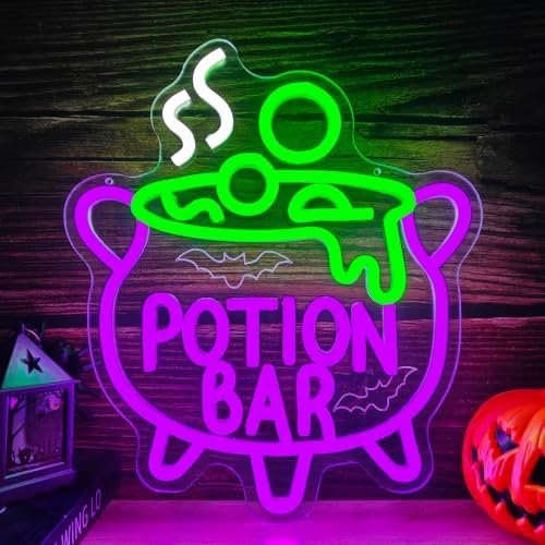 Potion Bar Halloween Neon Sign Witch neon LED sign for wall Decor Dimmable by Geeinar