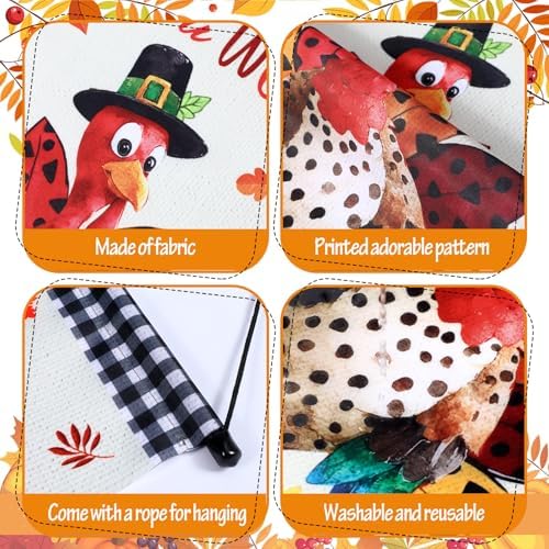 Tegeme 3 Pcs Fall Door Sign Flag Thanksgiving Turkey Door Hanging Banner - Image 3