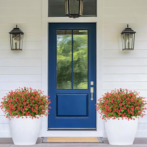 Yastouay Artificial Flowers for Outdoors UV Resistant, 22 Bundles Red Realistic Fake Outdoor Flowers Fake Plants, Faux Flowers for Outdoor Planters Front Porch Garden Window Box Farmhouse Decor - Image 5
