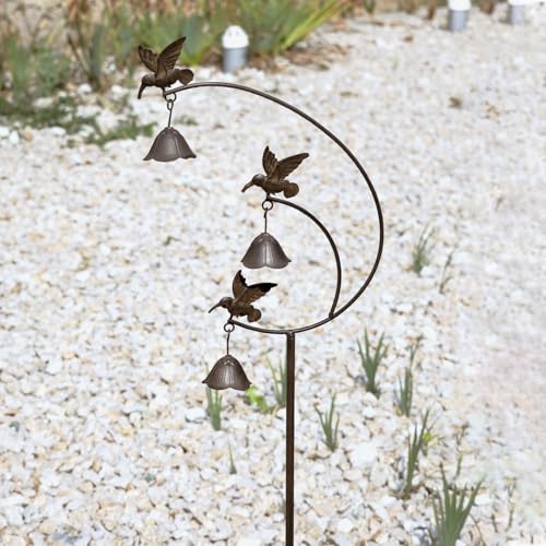 Gardens Metal Hummingbirds with Bells for Outside Garden Art,Decorative Garden Stakes - Image 6