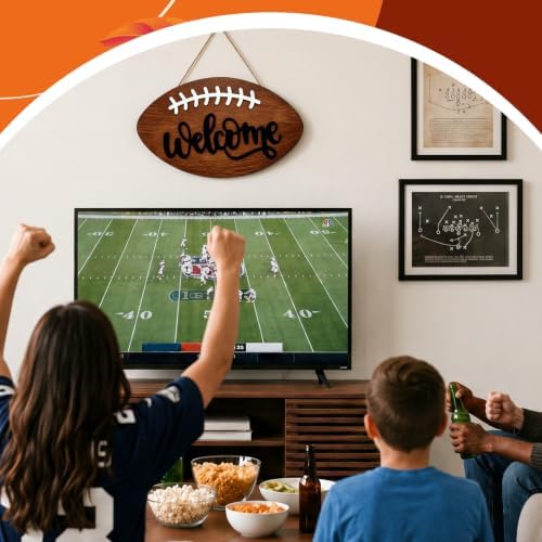 Moucuny Fall Football Door Sign, Autumn Wooden Welcome Wreath Porch Decor - Image 5