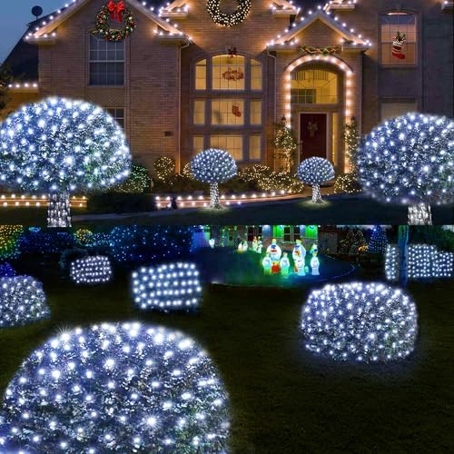 WBao Outdoor Christmas Lights, 360LED 11.5ft x 6.9ft Net Lights with 8 Modes, Timer, UL Certified, End to End Connectable, Waterproof for Lawn, Bushes, Trees Outdoor Christmas Decorations, Cool White - Image 4