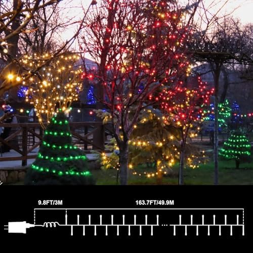 165 FT 500LED Red Green Warm String Lights Indoor Outdoor, Connectable Christmas Tree Lights Waterproof 16 Modes with Timer, Fairy Twinkle Light Plug in for Bedroom Wedding Party Xmas Decorations - Image 7