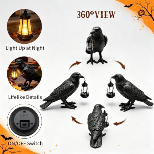 Halloween Crow Solar Garden Statue Outdoor Figurine Halloween Decoration - Image 5