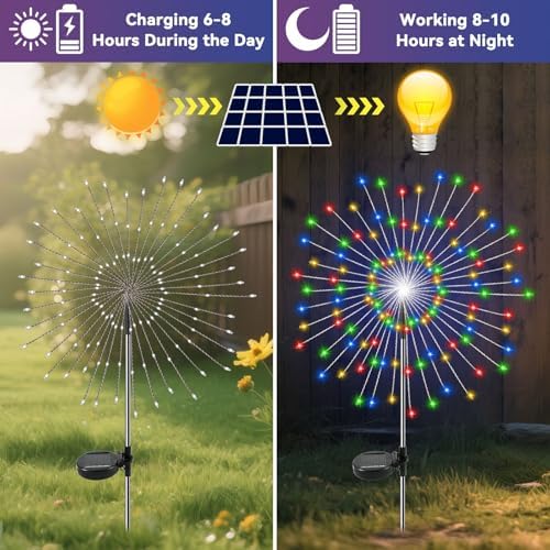 Solar Garden Lights Outdoor, Solar Firework Fairy Lights Garden Decor - Image 2