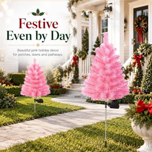FANFX Solar Christmas Tree Lights 2 Pack Outdoor Pathway Yard Holiday Decor - Image 5