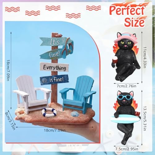 Wonderjune Beach House Decor Resin Sign Figurine for Mantle,Cats - Image 3