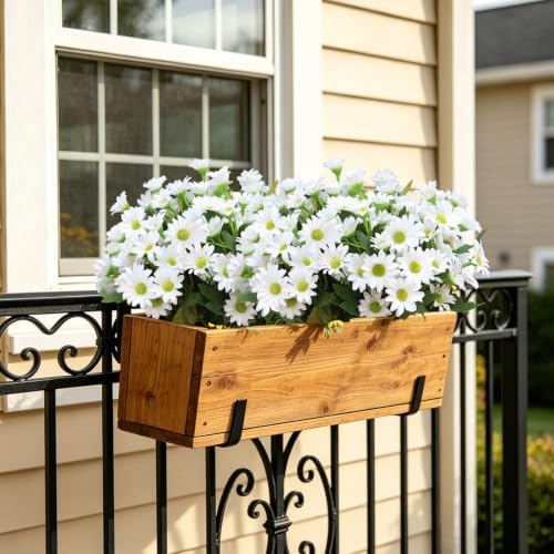 8 Bundles Artificial Daisy Flowers for Outdoors, UV Resistant Faux Daisy Mums for Outdoor Planters, Front Porch, Patio, Yard, Garden, Window Box Spring Summer Fall Decor, White - Image 7