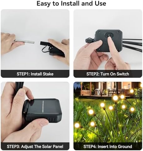 Solar Garden Lights Outdoor Waterproof, 4 Pack 32 LED Swaying Light Firefly Light Outdoor Decor Lights for Garden Gifts for Pathway Party Christmas Decoration, Warm White - Image 5