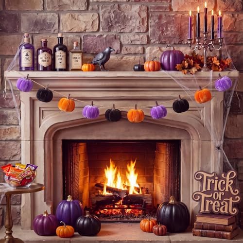 Mindsoft 8.2 ft Pumpkin Garland Halloween Color Velvet - Image 4