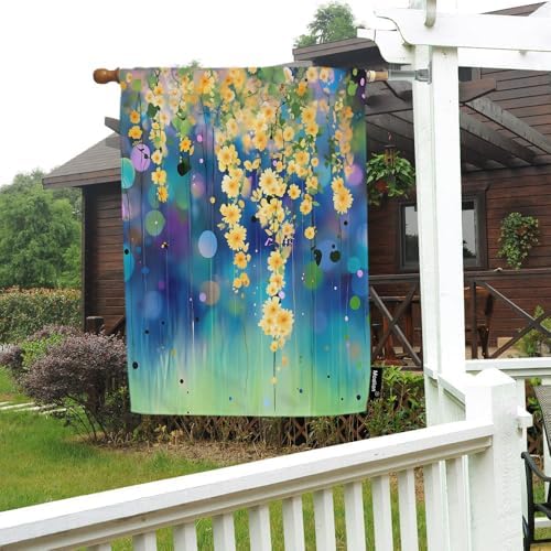 Moslion Floral House Flag 28x40 Inch Watercolor Ivy Flower Spring Flower In Nature Tree Park Green Large Yard Garden Flag Double-side Banners for Patio Lawn Outdoor Decor - Image 3