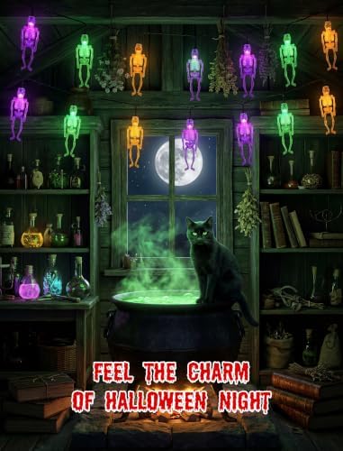 8.5FT Halloween String Lights Plug in with 10 LED Dropping Skeleton Lights - Image 6