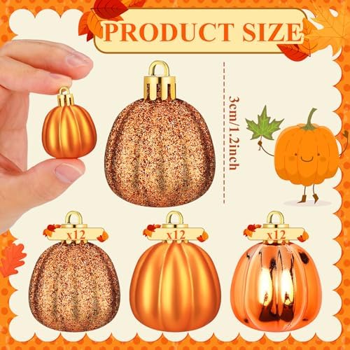 Colingmill 36 Pcs Fall Tree Ornaments, Glitter Pumpkin Hanging Ornaments - Image 2