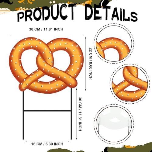 Amyhill 2 Pcs Oktoberfest Pretzel Yard Sign Stakes, 25 Inch Metal Beer Festival Outdoor Decor, German Bavarian Party Yard Signs, Oktoberfest Themed Patio Lawn Walkway Decorative Garden Stakes - Image 3
