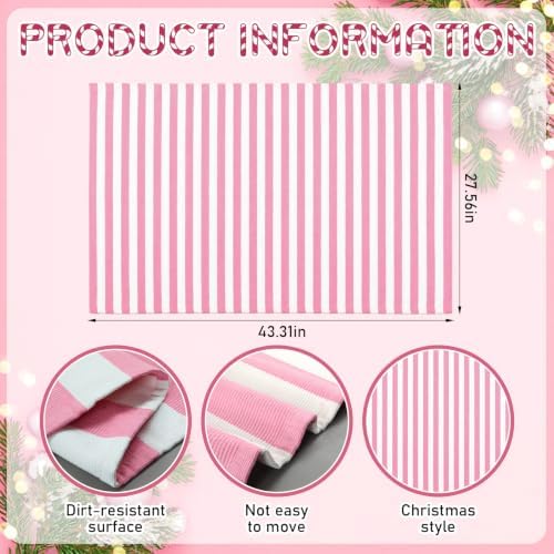 Moucuny Christmas Pink and White Vertical Stripe Outdoor Rug 2'4'' X 3'7'' - Image 2