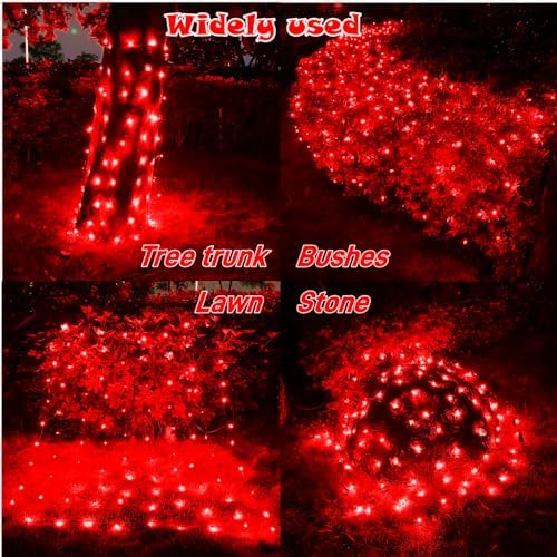 Meteds LED Christmas Net Lights Outdoor,120 LED 6ftx4ft Connectable Waterptoof Christmas mesh Lights for Bushes Fence Tree Shrub Yard Garden Outdoor Christmas Decorations(Red) - Image 2