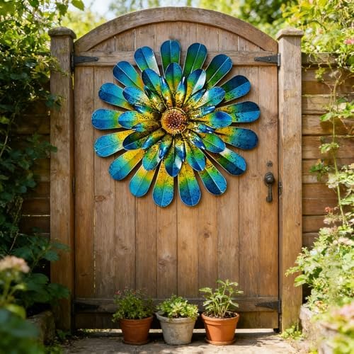 2 Pack Metal Flower Wall Decor, Hand-Painted Farmhouse Hanging Wall Art - Image 5