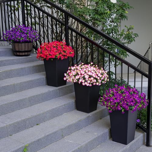 Artificial Faux Flowers for Outdoor 16 Bundles Fake Morning Glory,Pink - Image 6