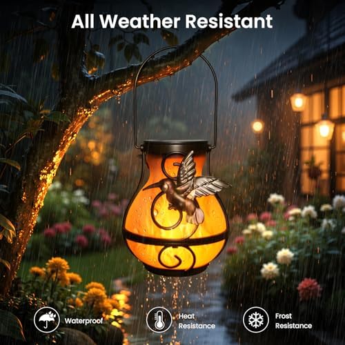 Solar Lanterns Outdoor Waterproof Hummingbird Lantern Flame Lights - Image 3