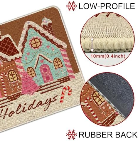 Hexagram Christmas Door Mat 17x29 Inch, Gingerbread House Doormat Outdoor - Image 6