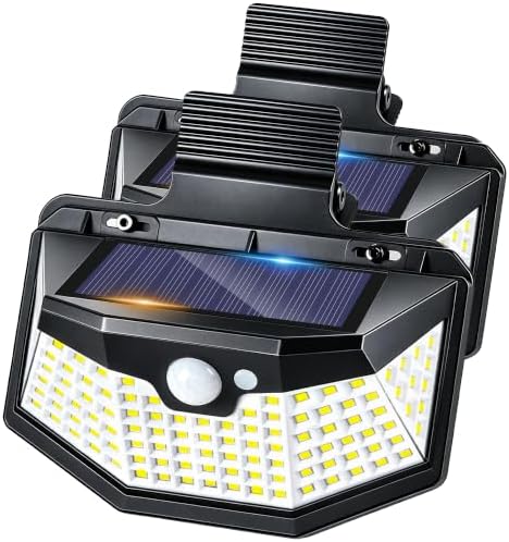 Clip on Solar Lights Outdoor with Motion Sensor, 800LM & 270° Wide Angle Solar Fence Lights Outdoor Waterproof with 115 LEDs, 3 Modes & Portable Security Lights for Chain Link Patio Deck Yard (2Pack) by LightupYourLife