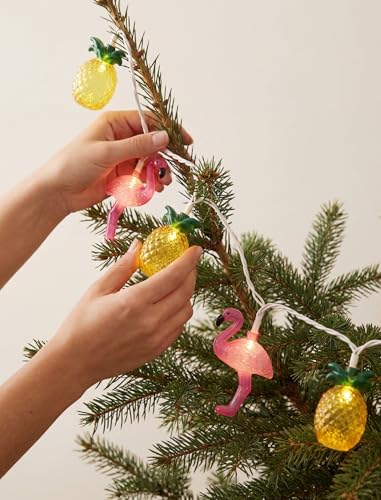 8.5FT Flamingo Pineapple Summer String Lights, Boho Tropical Tiki Summer Decorative String Lights with 10 LED Bulbs, Connectable Outdoor Indoor Decor for Hawaiian Luau, Pool Party, Patio, Beach - Image 6