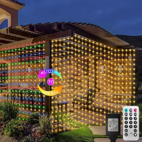 10x10Ft Curtain Lights 300 LED Dual Color Changing Lights with Timer Remote by ZAIYW