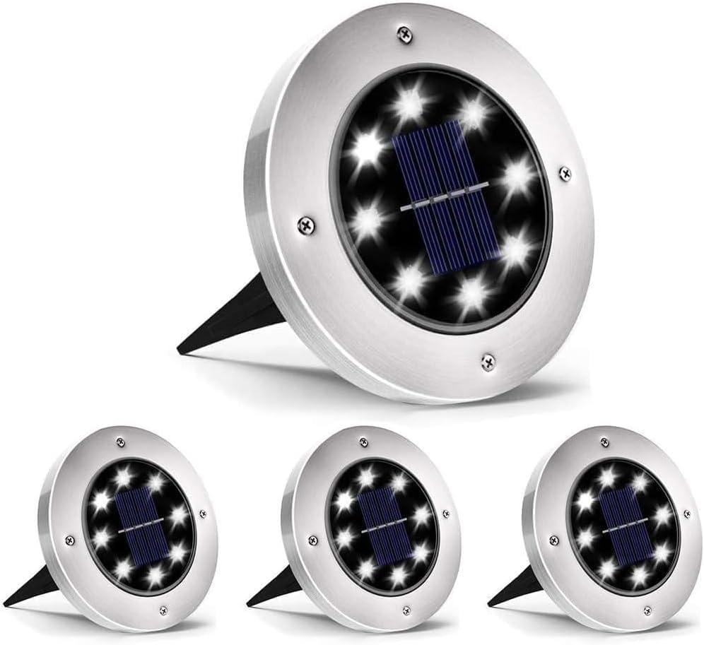 INCX 4.6 inch Solar Lights Outdoor Waterproof, 4 Pack Solar Light for Outside, Garden Lights Landscape Lighting for Patio Pathway Lawn Yard Deck Driveway Walkway, Cold White by INCX