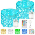 2 Pack 60 LED RGB Color Changing Fairy Lights Battery Operated with Remote by BOSSERN