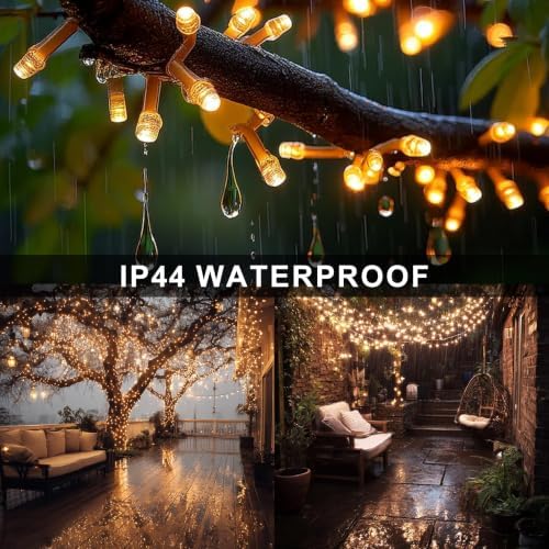 Dazzle Bright Christmas String Lights, 100 FT 300 LED Connectable Waterproof String Lights Clear Wire with 8 Modes Timer, Christmas Decorations for Indoor Outdoor Xmas Party Yard Garden (Warm White) - Image 2