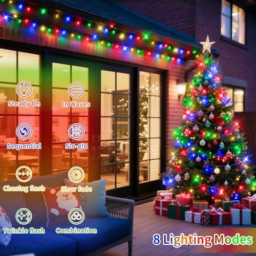 552 FT 1400 LED Christmas Lights Outdoor Decorations Super Long Fairy Lights Waterproof 8 Modes Timer Clear Wire String Lights for Outside House Tree Patio Yard Wedding Party Holiday-Multicolored - Image 2