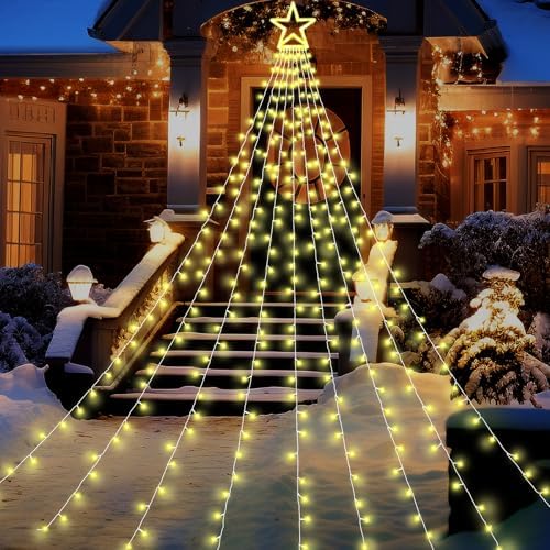 Outdoor Christmas Decorations 11.5ft Warm Waterfall Christmas Tree Lights - Image 4