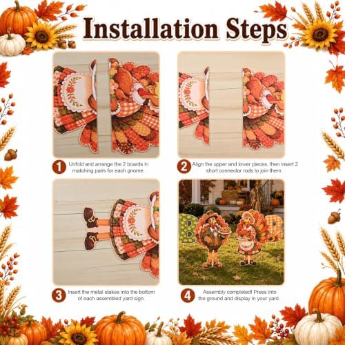 10Pcs Thanksgiving Yard Signs Stakes for Turkey Fall Outdoor Decorations - Image 3