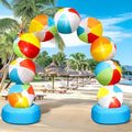 8FT Inflatable Beach Ball Arch for Summer Inflatables Outdoor Decorations Colorful Blow Up Archway Built-in 5 LED Lights Birthday Party Supplies for Pool Beach Luau Yard Lawn Garden Photo Backdrop by Eyourlife