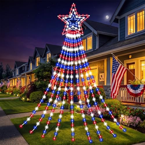 Huquary 4th of July Waterfall String Lights Led, 2 ft - Image 3