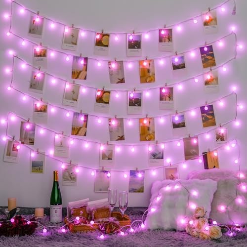 JMEXSUSS 33FT 100 LED Pink Globe String Lights Battery Operated 8 Modes - Image 4